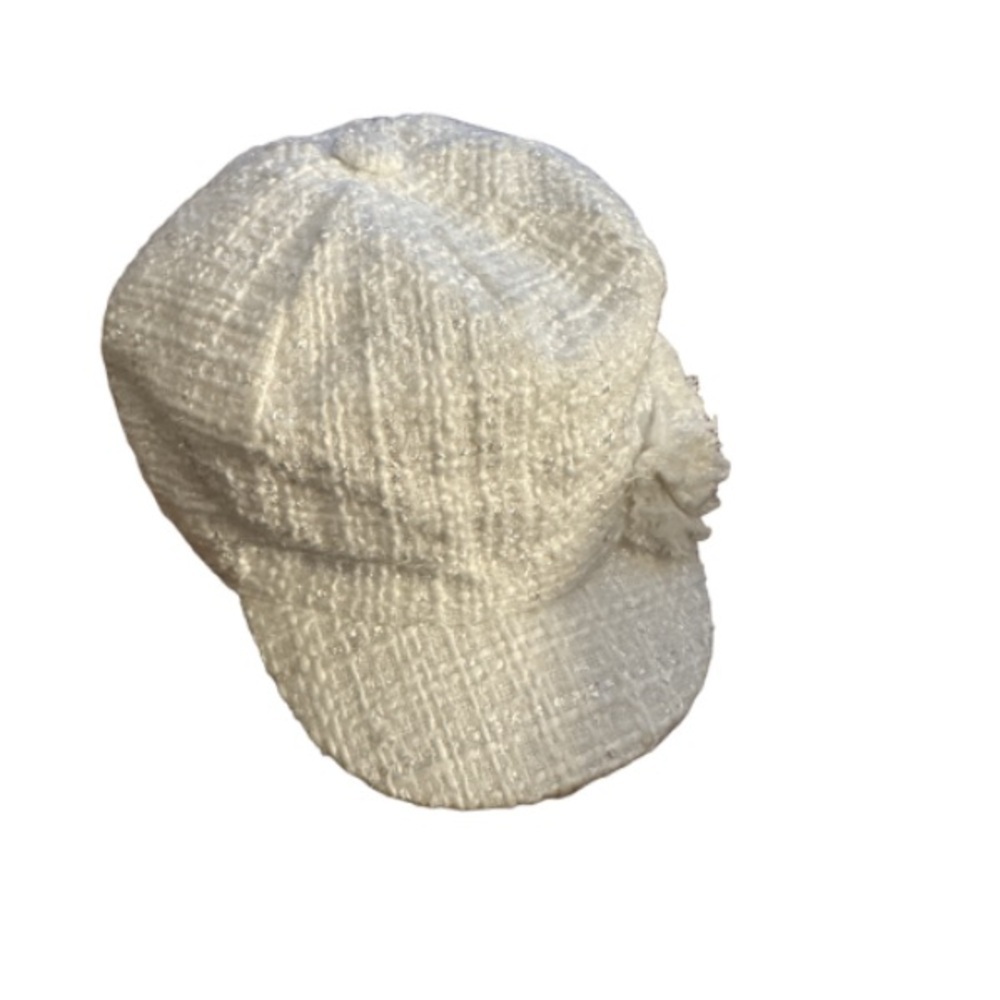 White Tweed shimmer newsboy threaded Cap